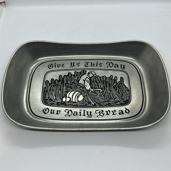Wilton Armetale Pewter Give Us This Day Our Daily Bread Tray USA 10.75” NWT - Picture 3 of 9